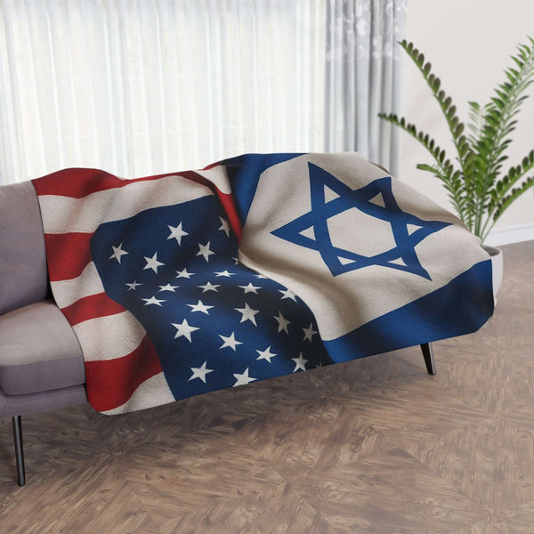American Israeli Flag Sherpa Blanket