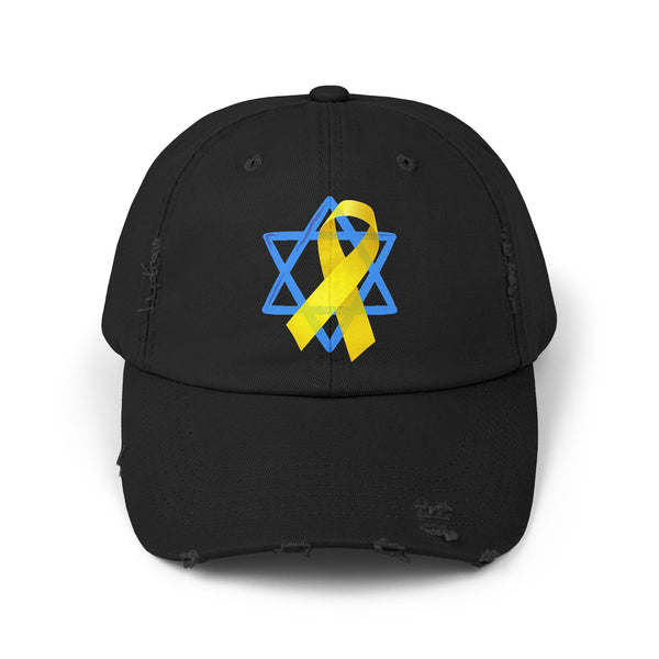 Israel Yellow Ribbon Distressed Cap