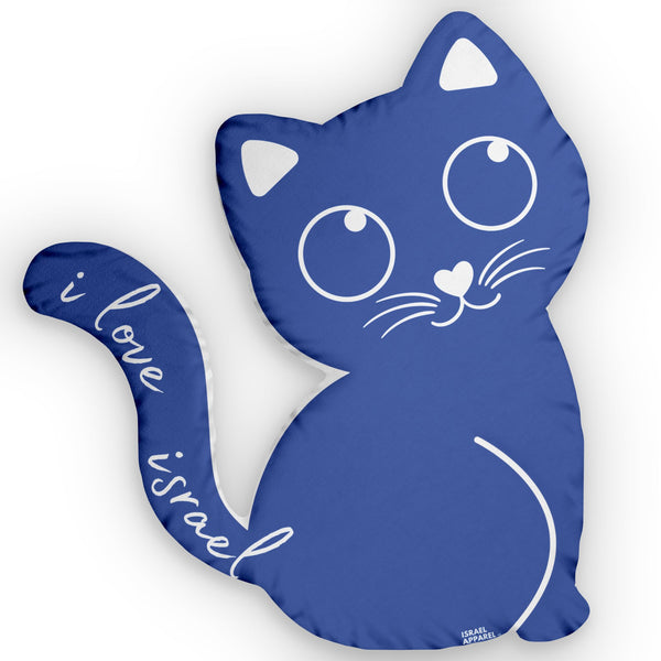 I Love Israel Blue Kitty Pillow